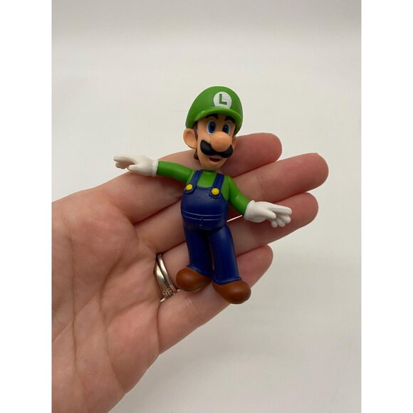 Upcycled Nintendo Luigi Figurine Keychain - Retro Toy Purse Charm - Picture 4 of 4